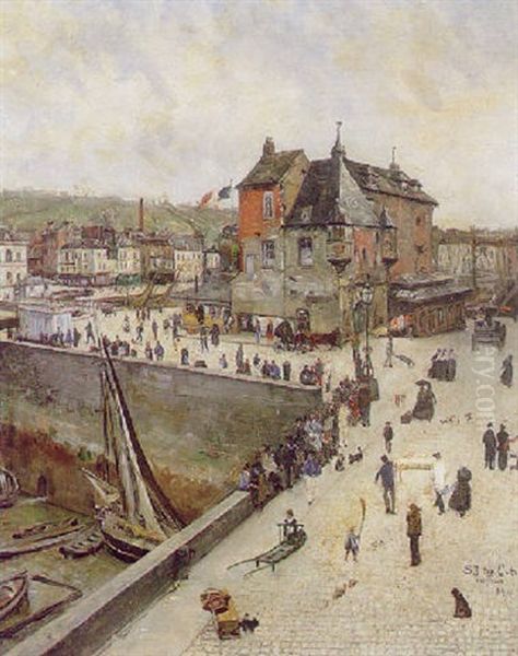 La Lieutenance A Honfleur Oil Painting by Siebe Johannes ten Cate