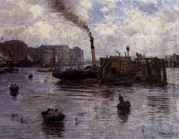 Port De Londres, La Tamise Oil Painting by Siebe Johannes ten Cate