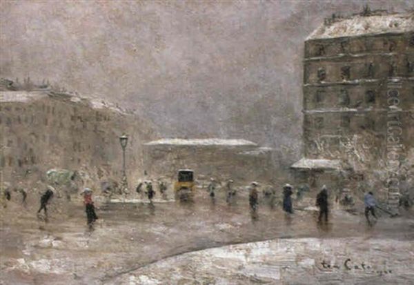 Paris Sous La Neige Oil Painting by Siebe Johannes ten Cate