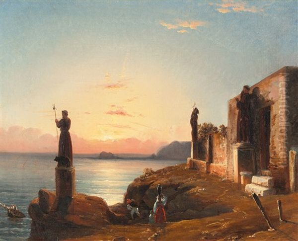 Capo Di Posillipo Oil Painting by Franz Ludwig Catel