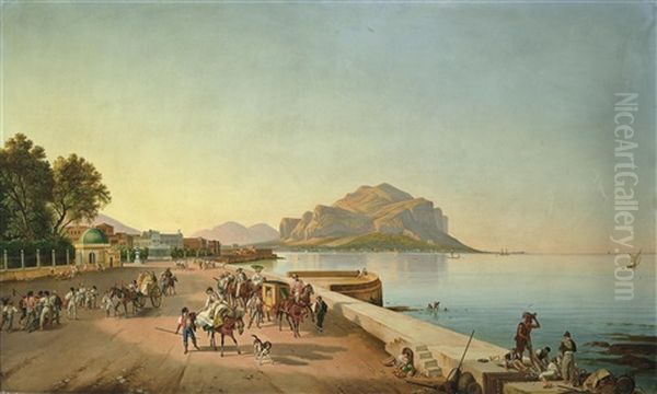 Spaziergang In Palermo Oil Painting by Franz Ludwig Catel