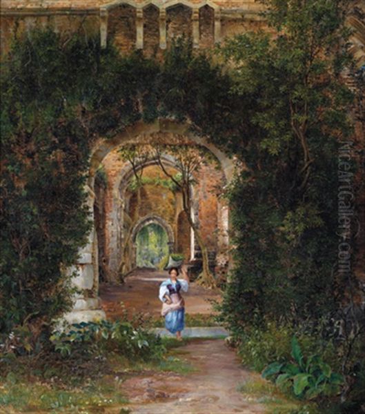 Eine Junge Italienische Bauerin Am Heimweg Oil Painting by Franz Ludwig Catel