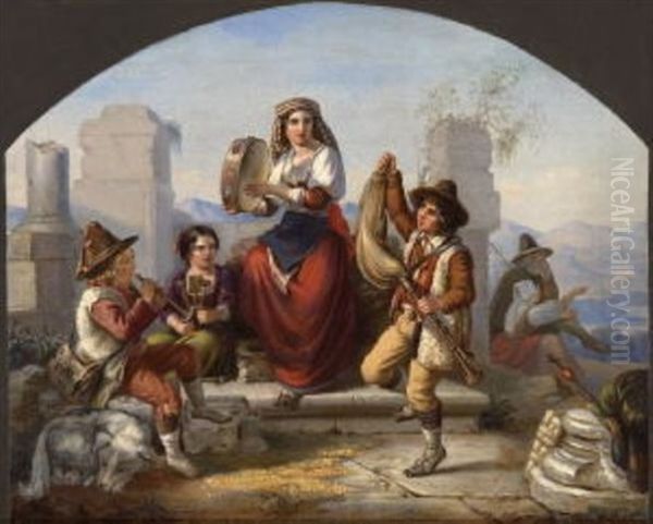 Musizierende Italienische Hirtenfamilie Oil Painting by Franz Ludwig Catel