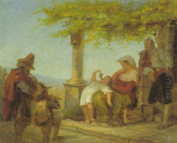 Die Ankunft Der Pfifferari Oil Painting by Franz Ludwig Catel