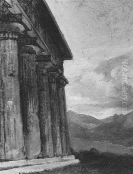 Der Tempel In Paestum Oil Painting by Franz Ludwig Catel