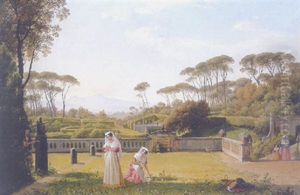 Parklandschaft Mit Figurlicher Staffage Oil Painting by Franz Ludwig Catel