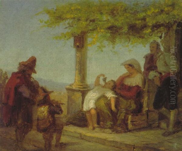 Die Ankunft Der Pfifferari Oil Painting by Franz Ludwig Catel