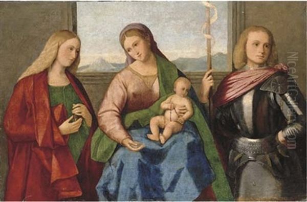 The Madonna And Child With Saint Mary Magdalen And Saint George Oil Painting by Vincenzo Catena