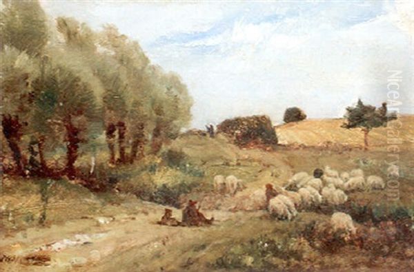 Paysage Champetre Aux Moutons Oil Painting by Christophe Cathelinaux