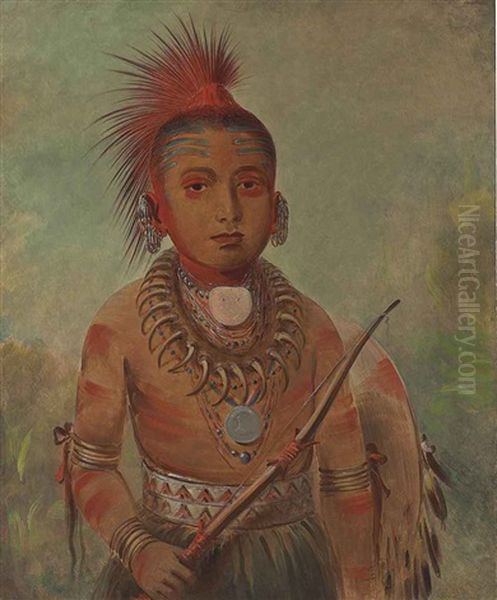 Commanding General, A Boy (wa-ta-we-buck-a-na) Oil Painting by George Catlin