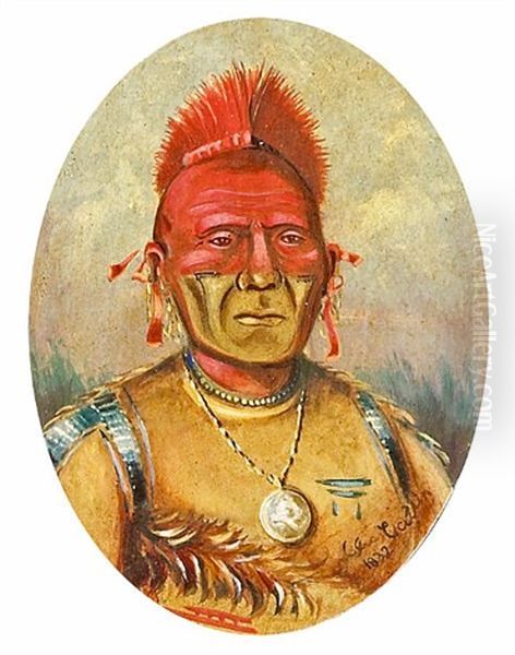 Horse Chief, Head Chief Of The Pawnee Tribe (+ 4 Others; 5 Works) Oil Painting by George Catlin