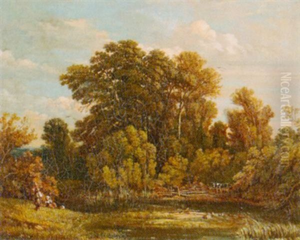 Sommerliche Landschaft Mit Einem Kleinen Teich Oil Painting by Pierre Catrufo