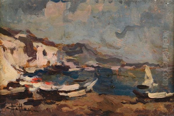 Paesaggio Marino Oil Painting by Achille Cattaneo