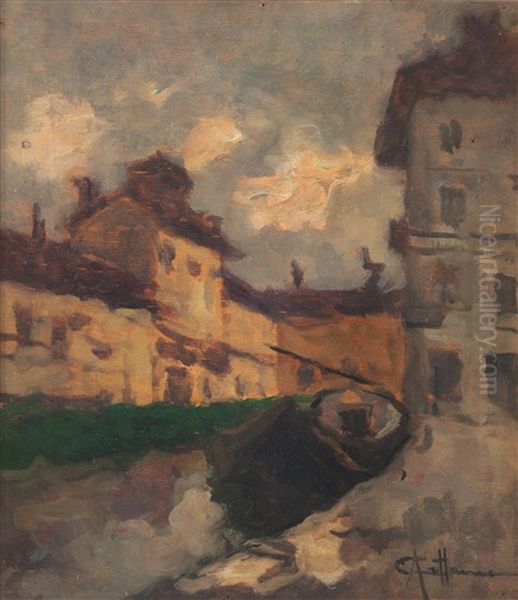 Il Naviglio Della Martesana Oil Painting by Achille Cattaneo