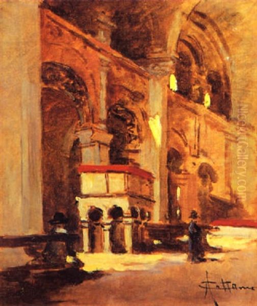 Interno Di Sant'ambrogio Oil Painting by Achille Cattaneo