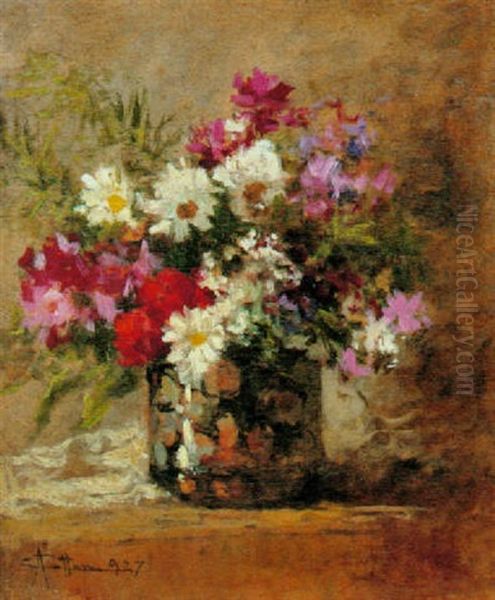 Composizione Di Fiori Oil Painting by Achille Cattaneo