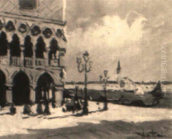 Piazza Ducale A Venezia Oil Painting by Achille Cattaneo