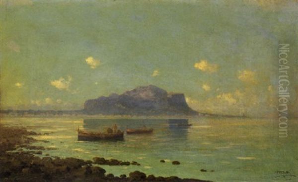 Palermo, Marina Con Monte Pellegrino Oil Painting by Michele Catti