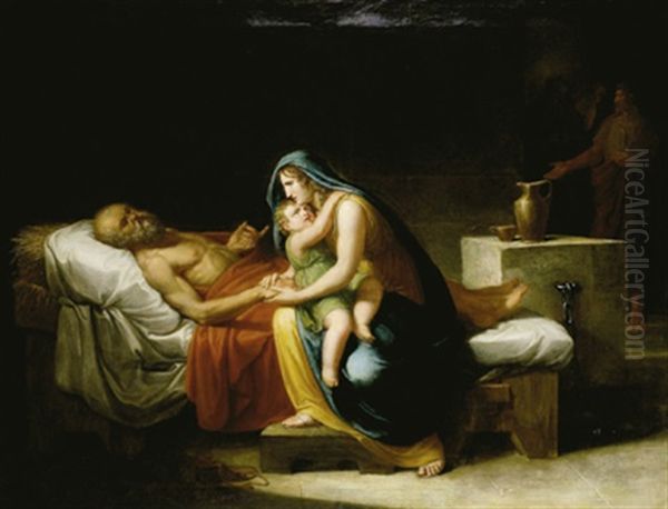 La Morte Di Socrate Oil Painting by Franz Caucig