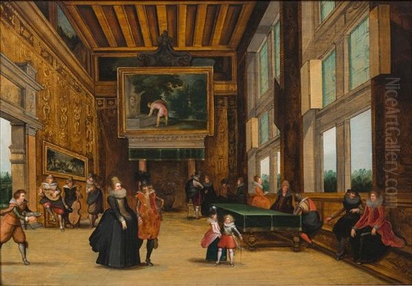 Elegants Dans Un Palais Oil Painting by Louis de Caullery