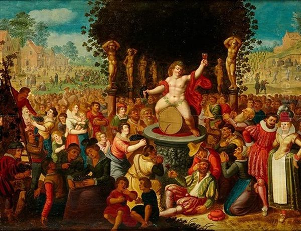 La Fiesta De Baco O Alegoria Del Otono Oil Painting by Louis de Caullery