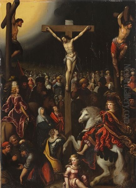 Kreuzigung Christi Und Der Beiden Schacher Auf Golgotha Oil Painting by Louis de Caullery