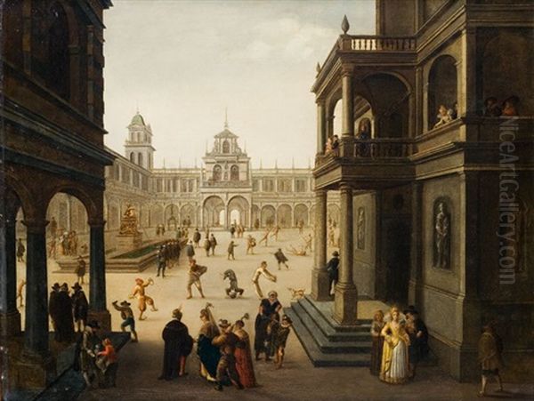 Carnaval Et Commedia Del Arte A Venise Oil Painting by Louis de Caullery