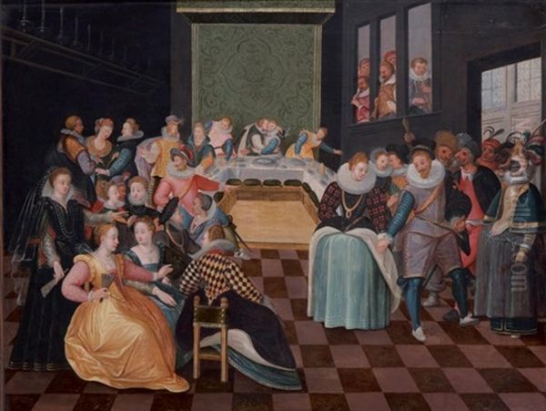 Scene De Banquet Avec Des Danseuses Dans Un Palais by Louis de Caullery