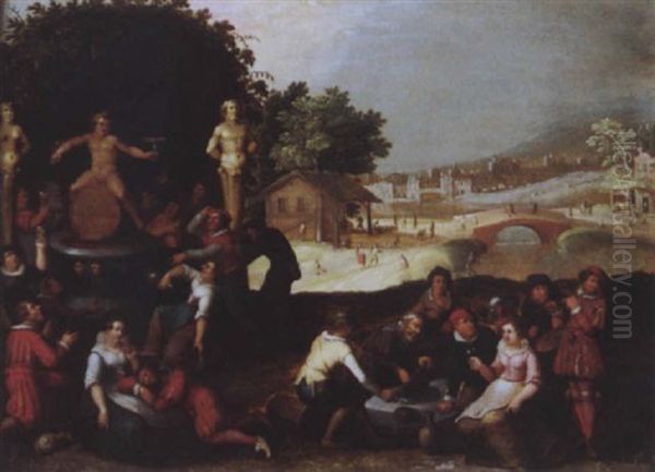 La Fete Des Vendanges Oil Painting by Louis de Caullery