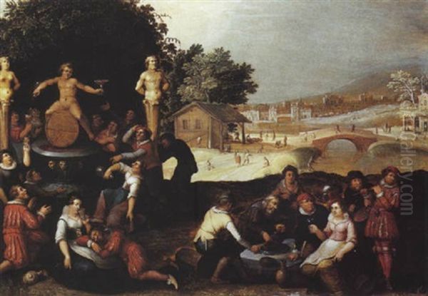 Scene De Bacchanale Oil Painting by Louis de Caullery