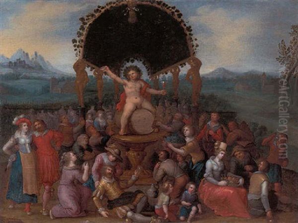 The Worship Of Bacchus Oil Painting by Louis de Caullery