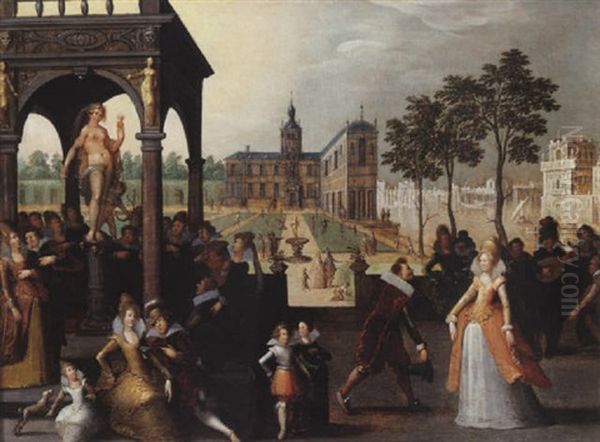 Scene Galante Dans Un Parc Oil Painting by Louis de Caullery