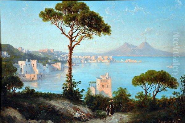 Napoli Da Posillipo Oil Painting by Domenico Ammirato