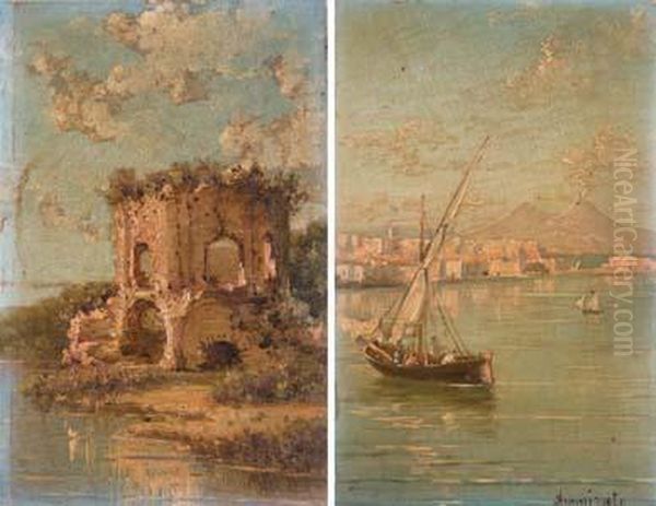 A) Baia
 B) Castel Dell'ovo Oil Painting by Domenico Ammirato