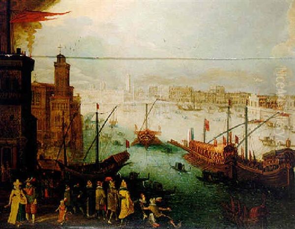 Venice On Ascension Day Oil Painting by Louis de Caullery