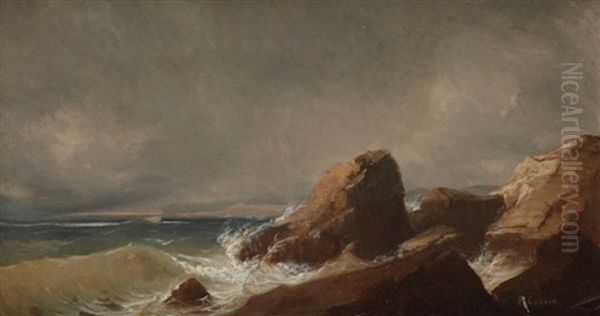 La Cote Pres De Toulon Oil Painting by Louis Edouard Isidore Cauvin