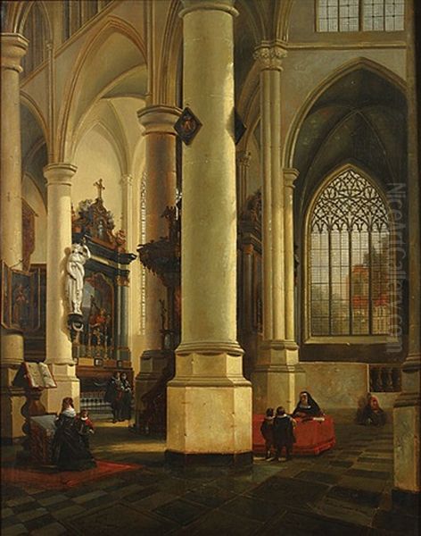 Eglise De Bartscheide, Prusse Oil Painting by Emile Pierre Joseph de Cauwer