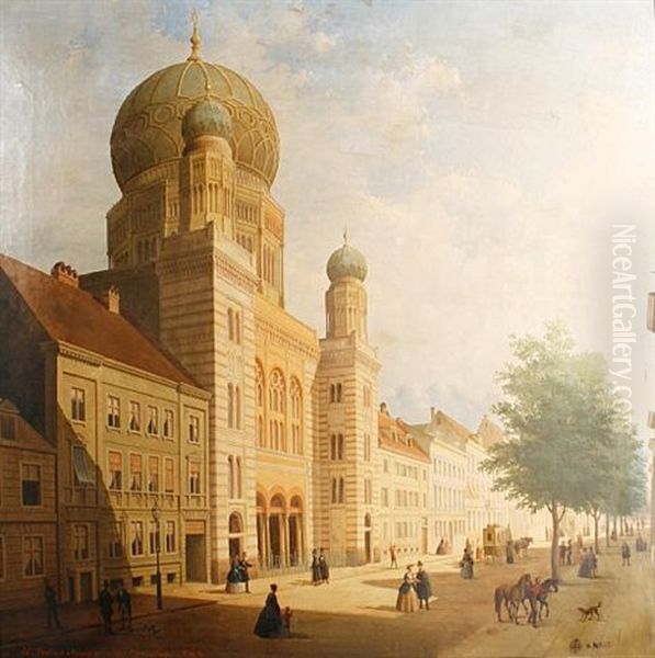 The New Synagogue, Berlin Oil Painting by Emile Pierre Joseph de Cauwer