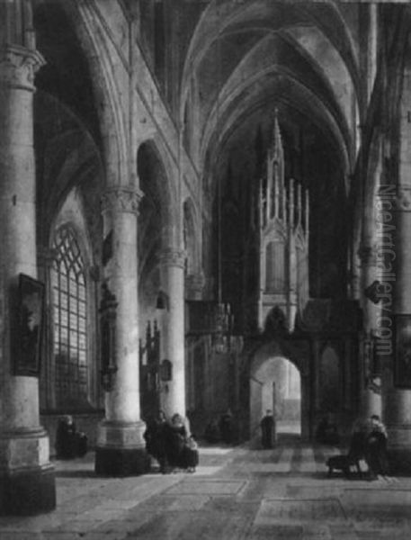 Kircheninterieur Oil Painting by Emile Pierre Joseph de Cauwer