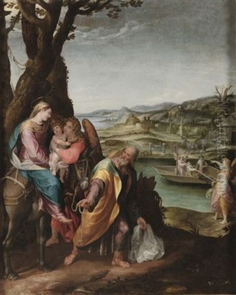 Riposo Durante La Fuga In Egitto Oil Painting by Giovan Battista Cavagna