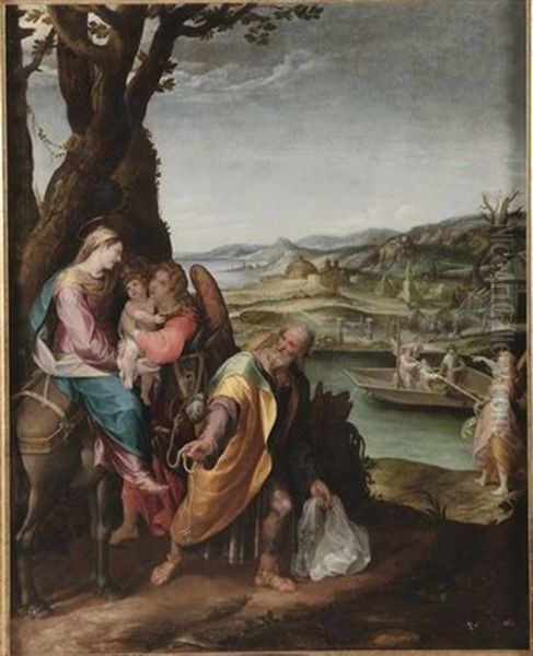 Riposo Durante La Fuga In Egitto Oil Painting by Giovan Battista Cavagna