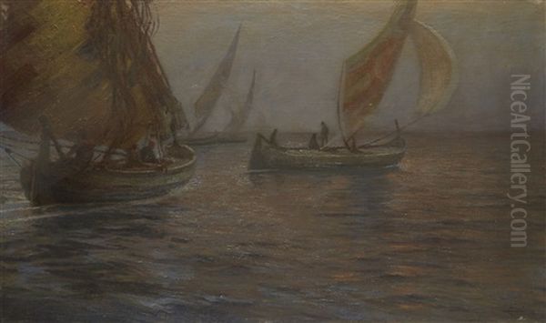 Brezza Vespertina Marina Di Carrara Oil Painting by Ludovico Cavaleri