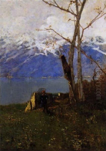 Preghiera In Riva Al Lago Oil Painting by Ludovico Cavaleri