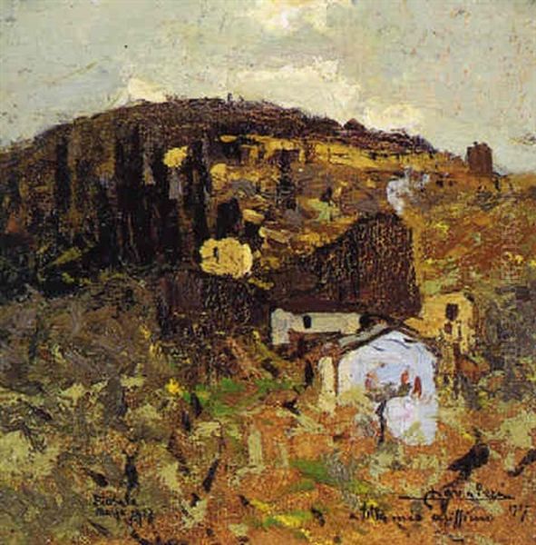 Colline A Fiesole Oil Painting by Ludovico Cavaleri