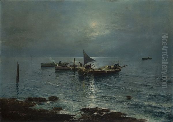 Pesca Notturna Oil Painting by Giovanni Cavalleri