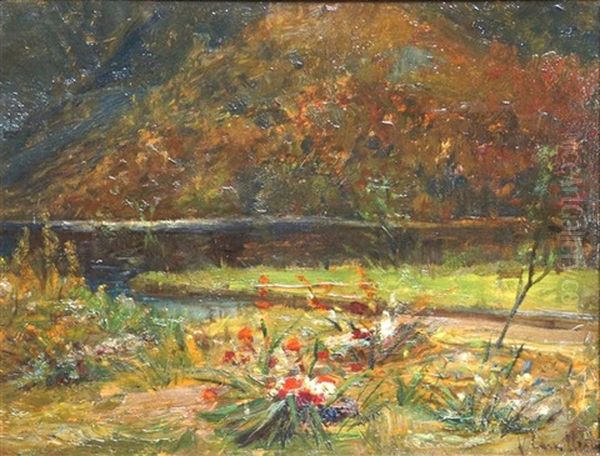 Ruscello E Campo Fiorito Oil Painting by Vittorio Cavalleri