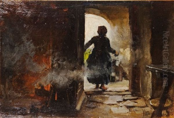 Figura In Controluce Oil Painting by Vittorio Cavalleri