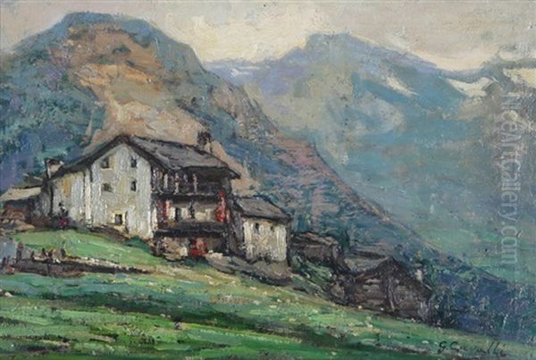 Brusson (valle D'aosta) Oil Painting by Giovanni Cavalli