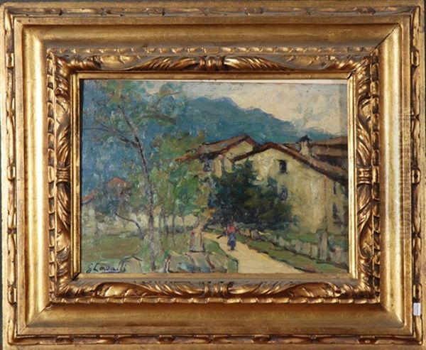 Paesaggio Con Case E Viottolo Oil Painting by Giovanni Cavalli