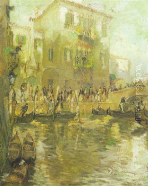 Scorcio Di Venezia Oil Painting by Attilio Cavallini